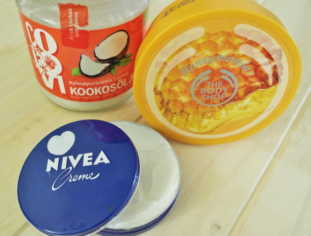 Moisturising mix: nivea, bodyshop, coconut oil